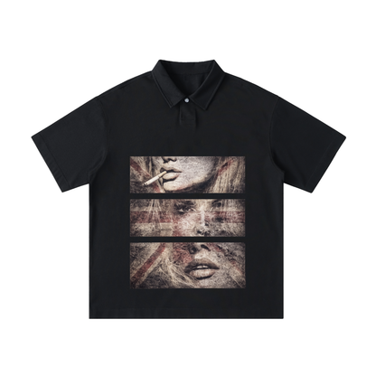 Loose Cotton Short-Sleeve Polo Shirt